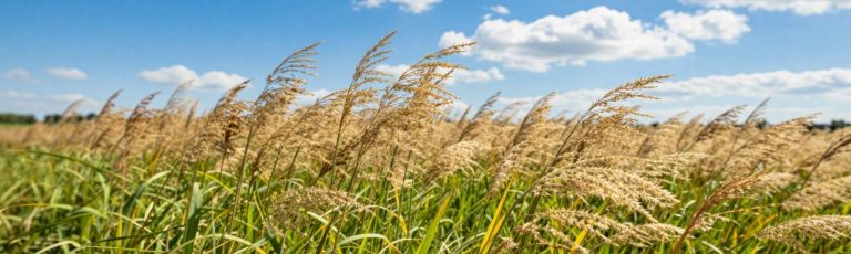 Campo de Kernza® en pleno crecimiento, un cereal perenne que representa una alternativa innovadora para una agricultura más sostenible.