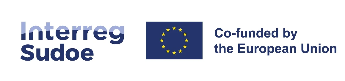 Logotipo del Programa Interreg SUDOE cofinanciado por la Unión Europea para impulsar proyectos de cooperación e innovación en el sudoeste europeo.
